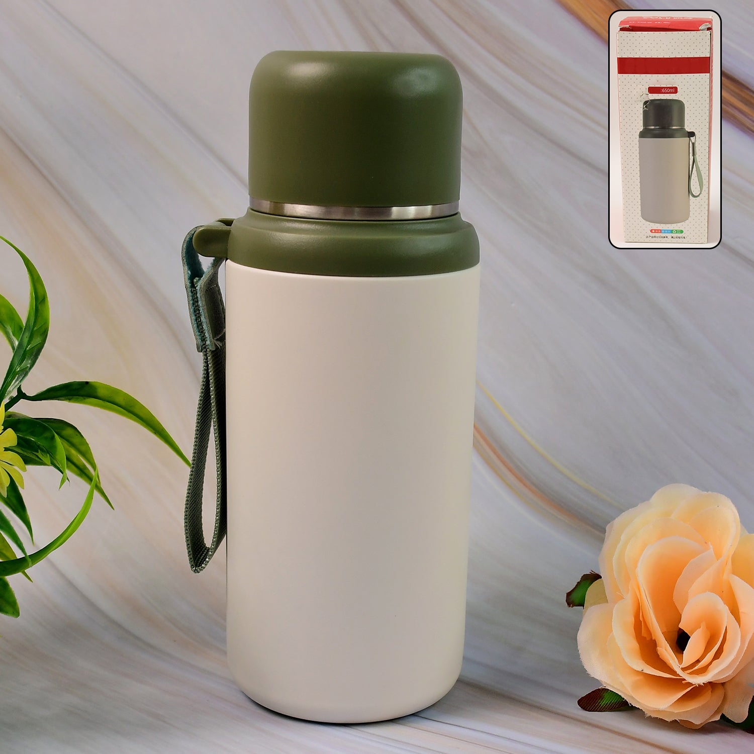 Stainless Steel Mug / Bottle Vacuum Insulated Cup With Handle, Small Cup & Straw (650 ML) Stainless Steel Mug / Bottle Vacuum Insulated Cup With Handle, Small Cup & Straw (650 ML)
